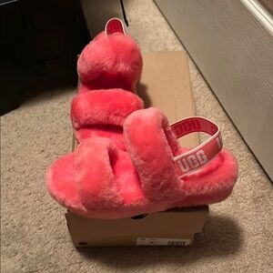 UGG Pink Fluffy Slippers Cozy Slingback Design